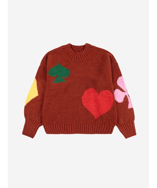 BOBO CHOSES(ボボショーズ)の「Bobo Joker jacquard turtle neck jumper(ニット/セーター・キッズ・バーガンディー・4-5YEAR/2-3YEAR/6-7YEAR/8-9y/10-11y/12-13y)」の2枚目の写真