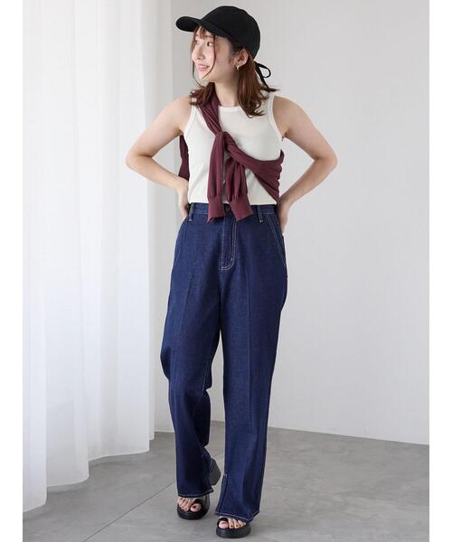 Te chichi TERRASSE（テチチテラス）の「【接触冷感】クルーネックタンクトップ（タンクトップ・レディース・キナリ/オフホワイト/ブラック・F）」の5枚目の写真