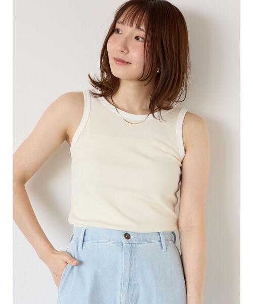 Te chichi TERRASSE（テチチテラス）の「【接触冷感】クルーネックタンクトップ（タンクトップ・レディース・キナリ/オフホワイト/ブラック・F）」の8枚目の写真