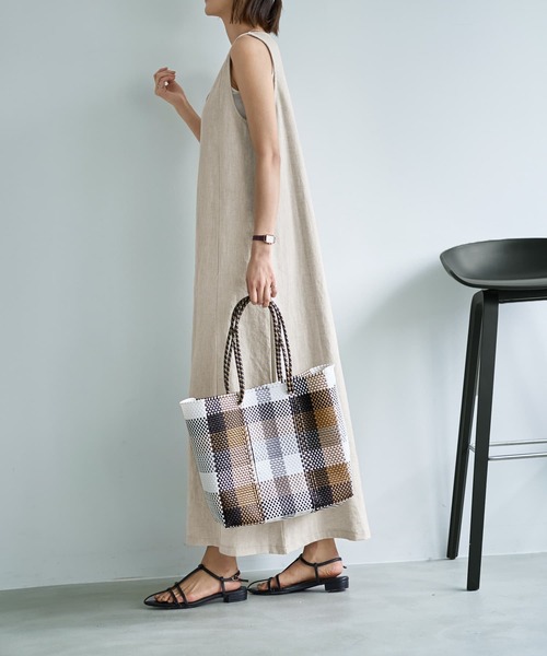 美品✨KAPITAL リネンワンピース Vネック 日本製 ゆったり 麻100% STYLE DELI ワンピース 麻100%Vネック縦ハギワンピース