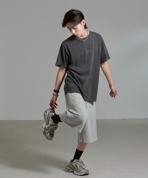 Chikashitsu +】pocket studs sweat half pants / 【チカシツプラス