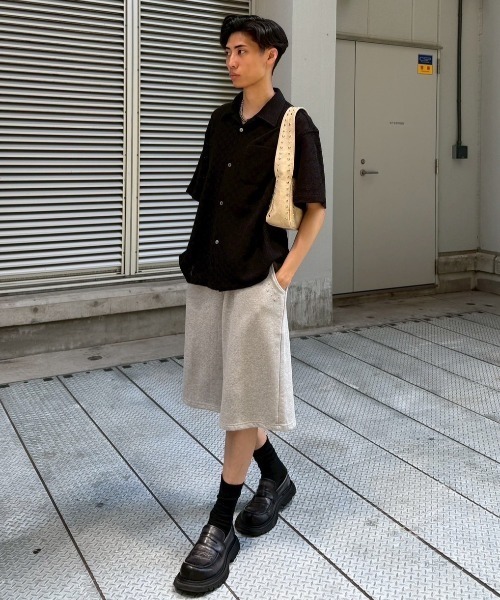 セール】【Chikashitsu +】pocket studs sweat half pants