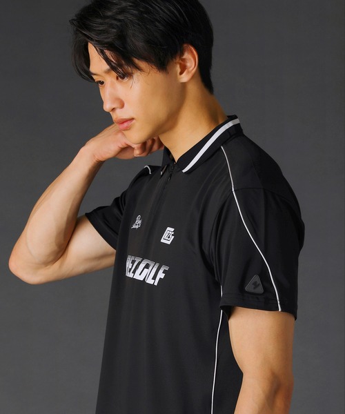 REZES(レジェス)の「パイピングハーフジップ半袖ポロシャツ(ポロシャツ・メンズ・ブラック/ホワイト・L/XL/S/M)」の18枚目の写真