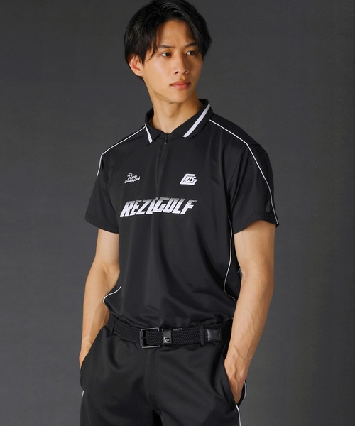 REZES(レジェス)の「パイピングハーフジップ半袖ポロシャツ(ポロシャツ・メンズ・ブラック/ホワイト・L/XL/S/M)」の16枚目の写真