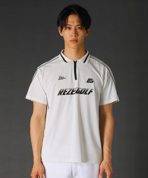 REZES(レジェス)の「パイピングハーフジップ半袖ポロシャツ(ポロシャツ・メンズ・ブラック/ホワイト・L/XL/S/M)」の4枚目の写真