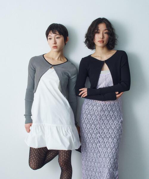 CODE A(コードエー)の「◆stretch hook cardigan(カーディガン/ボレロ・レディース・ブラック系2/ブラック/ホワイト・00)」の14枚目の写真