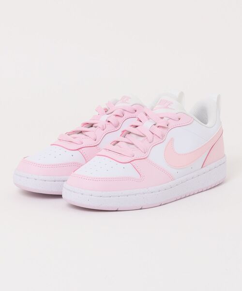 NIKE(ナイキ)の「NIKE ナイキ COURT BOROUGH LOW RECRAFT GS キッズスニーカー(コートバーロウLOWリクラフトGS)(スニーカー・キッズ・ホワイト×ピンク/ホワイト×ブラック/ホワイト×ホワイト・22.5cm/23.0cm/23.5cm/24.0cm/24.5cm/25.0cm)」の3枚目の写真