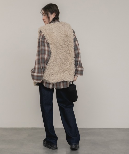 HEILIS(ヘイリス)の「ワイドスリーブフランネルシャツ/長袖 前開き チェックシャツ ブラウン ブラック 春服 秋服 冬服 レイヤード 羽織り 韓国 ノームコア シティガール カジュアル 柄(シャツ/ブラウス・レディース・ブラック/ブラウン・FREE)」の11枚目の写真