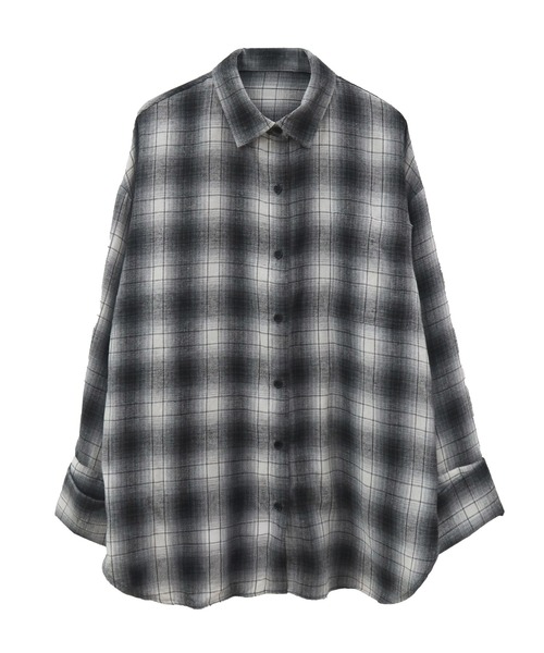 HEILIS(ヘイリス)の「ワイドスリーブフランネルシャツ/長袖 前開き チェックシャツ ブラウン ブラック 春服 秋服 冬服 レイヤード 羽織り 韓国 ノームコア シティガール カジュアル 柄(シャツ/ブラウス・レディース・ブラック/ブラウン・FREE)」の20枚目の写真