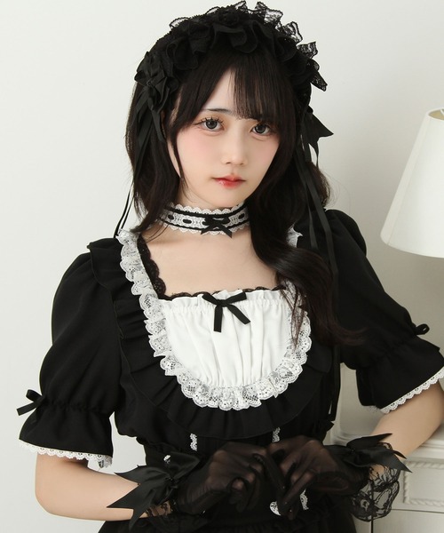 DearMyLove(ディアマイラブ)の「チョーカーメイドフリルヨークトップス(シャツ/ブラウス・レディース・ブラック×ピンク/ホワイト/ブラック×ホワイト・MEDIUM/LARGE/LL/3L)」の2枚目の写真