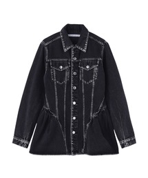 JOHN LAWRENCE SULLIVAN(W[XTo)WASHED DENIM PEPLUM JACKET(fjWPbg)