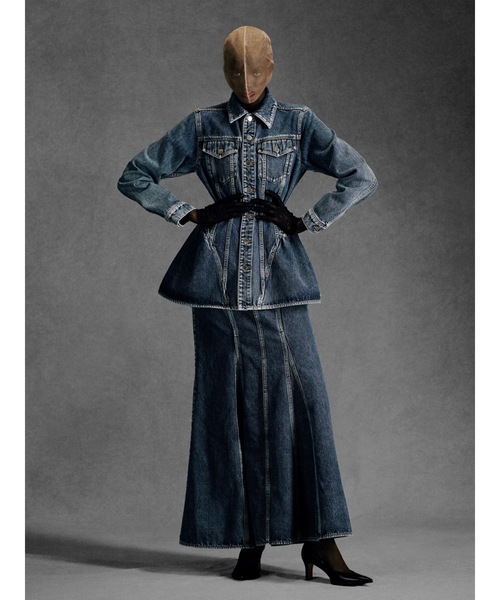 JOHN LAWRENCE SULLIVAN（ジョンローレンスサリバン）の「WASHED DENIM PEPLUM JACKET（デニムジャケット・レディース・インディゴブルー/ブラック・X-SMALL/SMALL）」の5枚目の写真