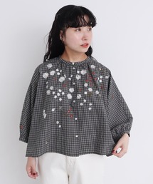 ●お花スケッチ ファー刺繍ブラウス