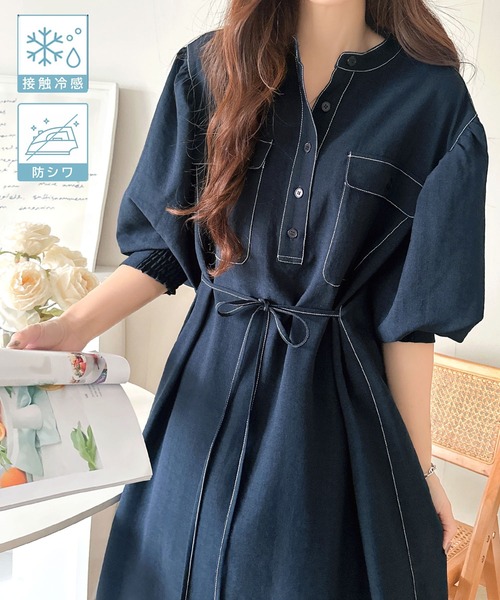 チェックバルーンミニワンピース / check balloon mini one-piece
