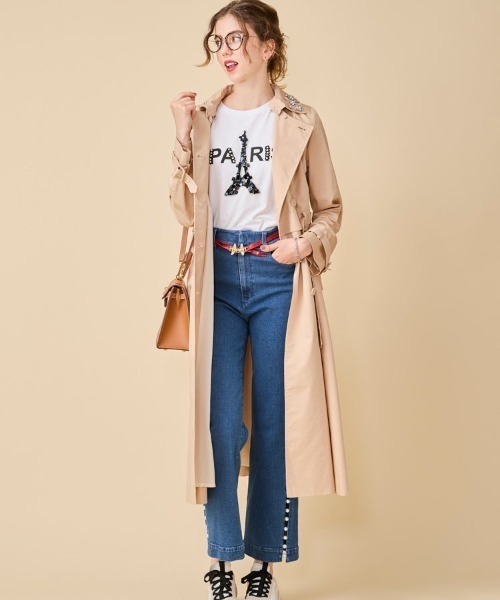 Chesty(チェスティー)の「2way ビジューカラートレンチコート(トレンチコート・レディース・ベージュ/ネイビー・0/1)」の6枚目の写真