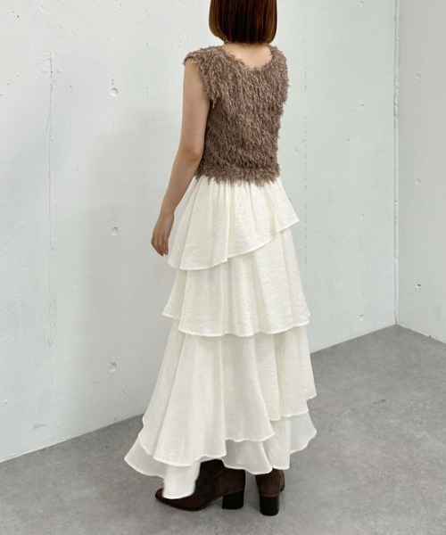 archives（アルシーヴ）の「アシメ楊柳シャイニーティアードスカート（スカート・レディース・アイボリー/ブラック/グレー・MEDIUM）」の11枚目の写真