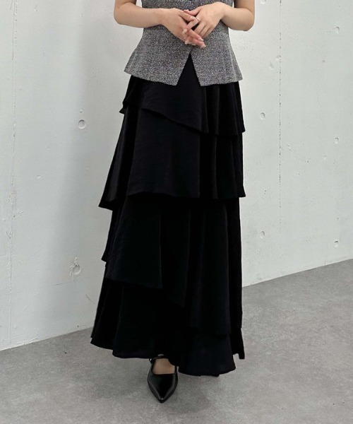 archives（アルシーヴ）の「アシメ楊柳シャイニーティアードスカート（スカート・レディース・アイボリー/ブラック/グレー・MEDIUM）」の13枚目の写真