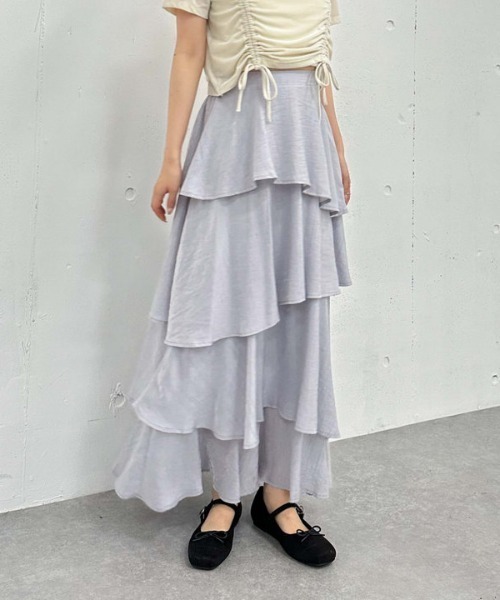archives（アルシーヴ）の「アシメ楊柳シャイニーティアードスカート（スカート・レディース・アイボリー/ブラック/グレー・MEDIUM）」の21枚目の写真