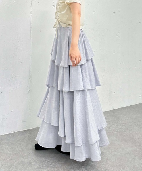 archives（アルシーヴ）の「アシメ楊柳シャイニーティアードスカート（スカート・レディース・アイボリー/ブラック/グレー・MEDIUM）」の22枚目の写真