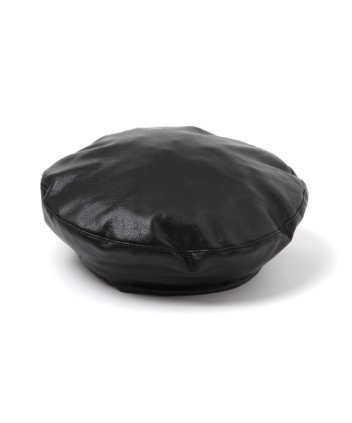マキシン　レザー　ベレー帽 mature ha.｜トップ ギャザー ビッグ シルク ベレー帽 “beret