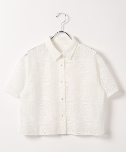 GLOBAL WORK（グローバルワーク）の「イージーケアレースシャツ半袖/584709（シャツ/ブラウス・キッズ・ブラック/ホワイト・130cm/160cm/140cm/150cm）」の8枚目の写真