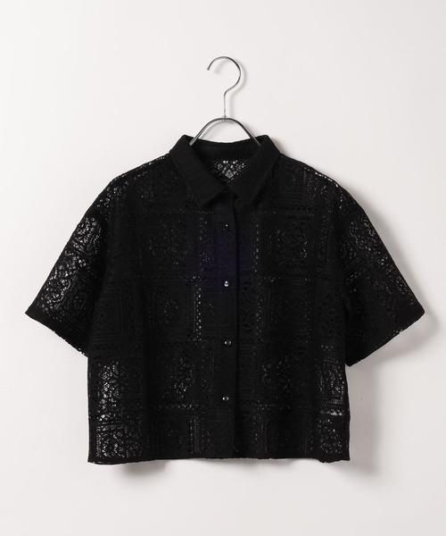 GLOBAL WORK（グローバルワーク）の「イージーケアレースシャツ半袖/584709（シャツ/ブラウス・キッズ・ブラック/ホワイト・130cm/160cm/140cm/150cm）」の9枚目の写真