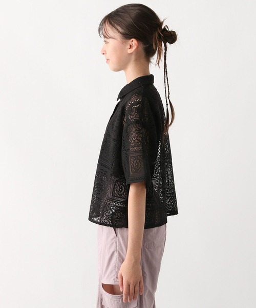 GLOBAL WORK（グローバルワーク）の「イージーケアレースシャツ半袖/584709（シャツ/ブラウス・キッズ・ブラック/ホワイト・130cm/160cm/140cm/150cm）」の19枚目の写真