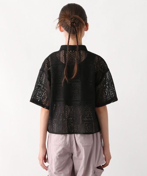 GLOBAL WORK（グローバルワーク）の「イージーケアレースシャツ半袖/584709（シャツ/ブラウス・キッズ・ブラック/ホワイト・130cm/160cm/140cm/150cm）」の20枚目の写真