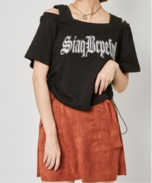 《フェイクレイヤード×オフショル風》レディース 半袖Tシャツ リブタンクドッキング 春夏秋