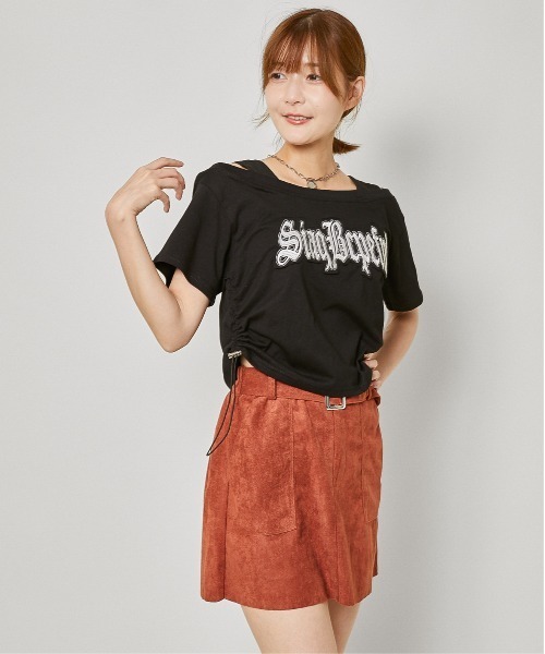GORGE（ゴージ）の「《フェイクレイヤード×オフショル風》レディース 半袖Tシャツ リブタンクドッキング 春夏秋（Tシャツ/カットソー・レディース・ブラック/ブラウン/オフホワイト/その他1・F）」の10枚目の写真
