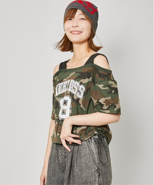 GORGE（ゴージ）の「《フェイクレイヤード×オフショル風》レディース 半袖Tシャツ リブタンクドッキング 春夏秋（Tシャツ/カットソー・レディース・ブラック/ブラウン/オフホワイト/その他1・F）」の12枚目の写真