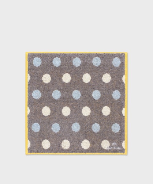 PS Paul Smith(ピーエスポールスミス)の「コントラストスポット タオルハンカチ【250367 THANK】(ハンカチ/ハンドタオル・メンズ・グレー/ブラック・FREE)」の1枚目の写真