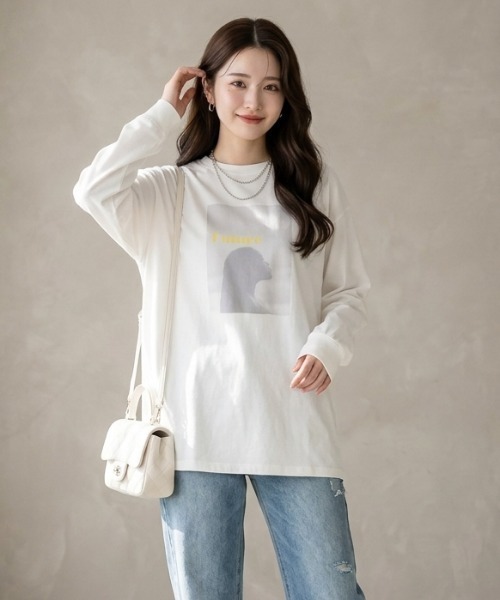 DIP IN CHOCOLATE（ディップインチョコレート）の「グラフィックビッグロンT【DIP IN CHOCOLATE】（Tシャツ/カットソー・レディース・オフホワイト/ホワイト系その他2/ホワイト系その他3・F）」の3枚目の写真