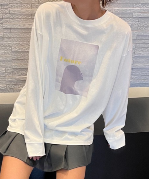 DIP IN CHOCOLATE（ディップインチョコレート）の「グラフィックビッグロンT【DIP IN CHOCOLATE】（Tシャツ/カットソー・レディース・オフホワイト/ホワイト系その他2/ホワイト系その他3・F）」の8枚目の写真