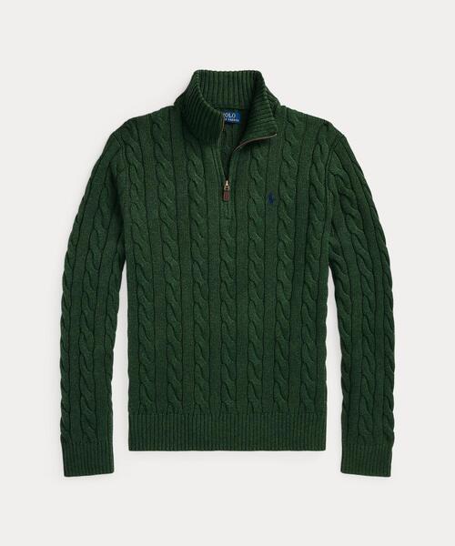 ケーブルニット コットン クォータージップ セーター（ニット/セーター