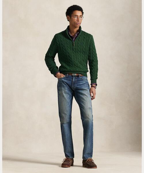 ケーブルニット コットン クォータージップ セーター（ニット/セーター