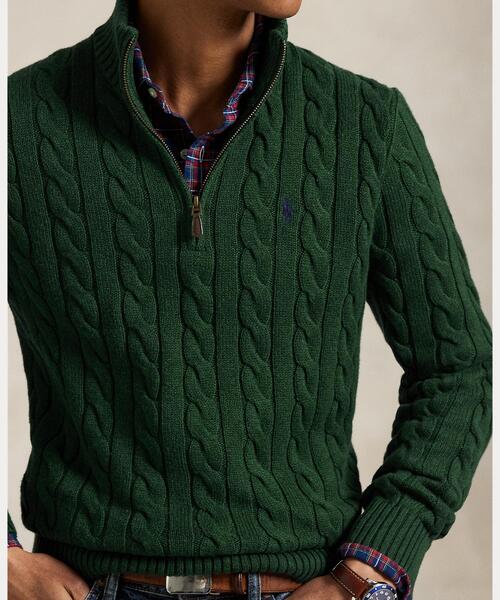 ケーブルニット コットン クォータージップ セーター（ニット/セーター