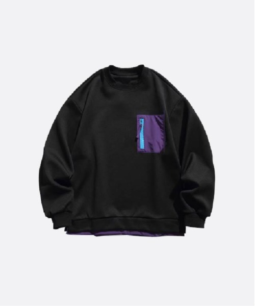 Contrast Color Pocket Sweat