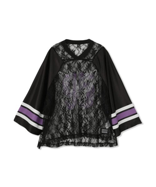 anna sui nyc(アナ スイ エヌ ワイ シー)の「ANNA SUI NYC BUTTERFLY PRINT GAME SHIRT(アナスイ エヌワイシー バタフライプリントゲームシャツ)(Tシャツ/カットソー・レディース・ブラウン/ブラック/シルバー・ONE SIZE)」の4枚目の写真