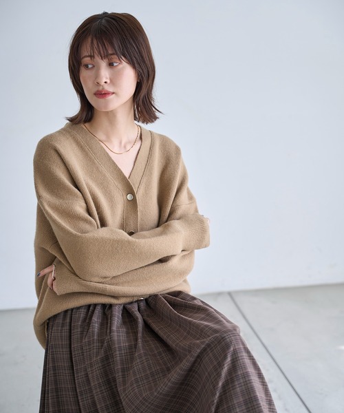 meilmada(メイルマダ)の「Vネックニットカーディガン(カーディガン/ボレロ・レディース・ベージュ/グレー/ブラック・FREE)」の4枚目の写真