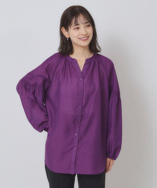 ITS'DEMO（イッツデモ）の「【手洗い可】シアーボリューム袖ブラウス（シャツ/ブラウス・レディース・ブルー/パープル系/ブラック・00）」の3枚目の写真