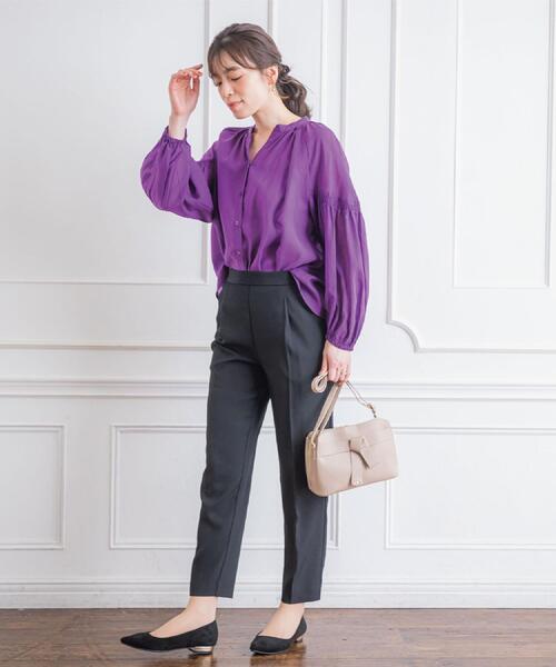 ITS'DEMO（イッツデモ）の「【手洗い可】シアーボリューム袖ブラウス（シャツ/ブラウス・レディース・ブルー/パープル系/ブラック・00）」の5枚目の写真