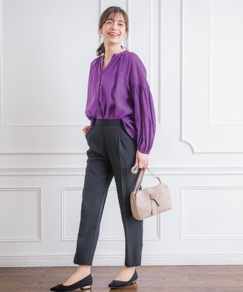 ITS'DEMO（イッツデモ）の「【手洗い可】シアーボリューム袖ブラウス（シャツ/ブラウス・レディース・ブルー/パープル系/ブラック・00）」の6枚目の写真