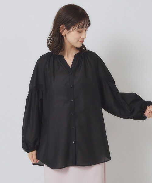 ITS'DEMO（イッツデモ）の「【手洗い可】シアーボリューム袖ブラウス（シャツ/ブラウス・レディース・ブルー/パープル系/ブラック・00）」の7枚目の写真