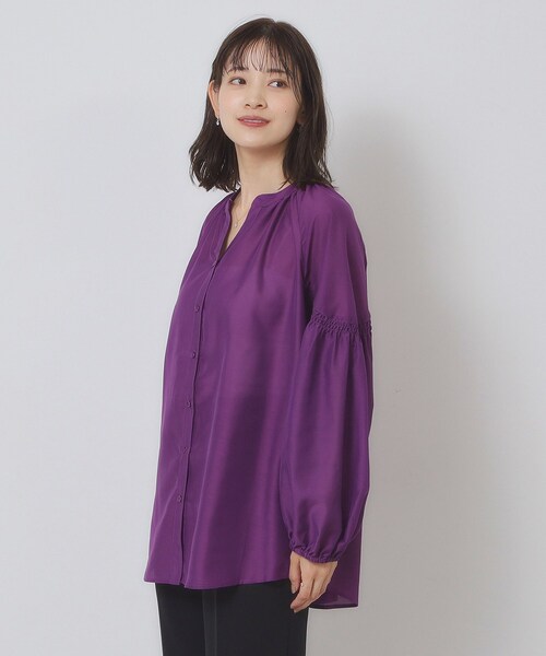 ITS'DEMO（イッツデモ）の「【手洗い可】シアーボリューム袖ブラウス（シャツ/ブラウス・レディース・ブルー/パープル系/ブラック・00）」の11枚目の写真