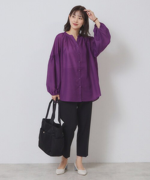 ITS'DEMO（イッツデモ）の「【手洗い可】シアーボリューム袖ブラウス（シャツ/ブラウス・レディース・ブルー/パープル系/ブラック・00）」の12枚目の写真