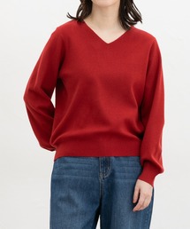 Honeys（ハニーズ）の「【しなやかニット・ヒアルロン酸加工・しなやかニット】ヒアルロン酸Vネック（ニット/セーター）」