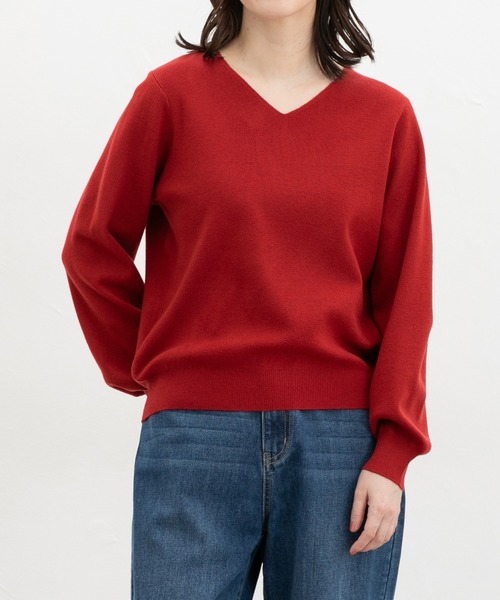 Honeys(ハニーズ)の「【しなやかニット・ヒアルロン酸加工・しなやかニット】ヒアルロン酸Vネック(ニット/セーター・レディース・ブルー/杢グレー/ピンク系その他/ブラック/レッド/モカ/アイボリー/ラベンダー/ライトグリーン・3L/L/LL/M/S)」の9枚目の写真