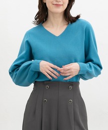 Honeys（ハニーズ）の「【しなやかニット・ヒアルロン酸加工・しなやかニット】ヒアルロン酸Vネック（ニット/セーター）」