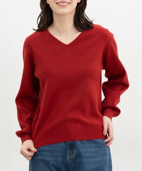 Honeys(ハニーズ)の「【しなやかニット・ヒアルロン酸加工・しなやかニット】ヒアルロン酸Vネック(ニット/セーター・レディース・ブルー/杢グレー/ピンク系その他/ブラック/レッド/モカ/アイボリー/ラベンダー/ライトグリーン・3L/L/LL/M/S)」の15枚目の写真